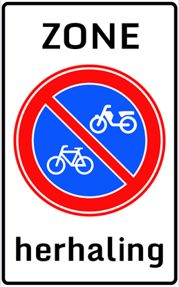 Afbeeldingen van Parkeerverbod E03-ZH Herhaling zone verbod fietsen en bromfietsen te plaatsen 25x40