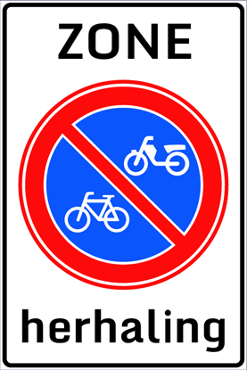 Afbeeldingen van Parkeerverbod E03-ZH Herhaling zone verbod fietsen en bromfietsen te plaatsen 40x60