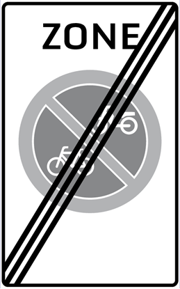 Afbeeldingen van Parkeerverbod E03-ZE Einde zone verbod fietsen en bromfietsen te plaatsen 25x40