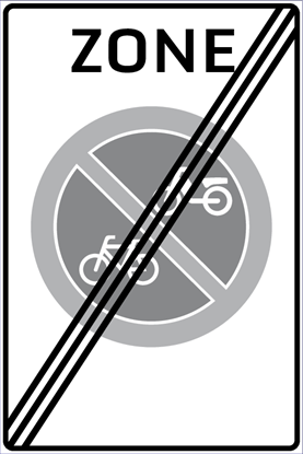Afbeeldingen van Parkeerverbod E03-ZE Einde zone verbod fietsen en bromfietsen te plaatsen 40x60