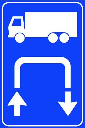 Afbeeldingen van Verkeersbord E303 Keermogelijkheid voor vrachtwagens 40x60