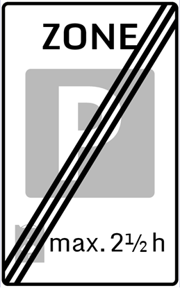 Afbeeldingen van Parkeergelegenheid E10-ZE Einde parkeerschijfzone (max. 2½ h) 25x40