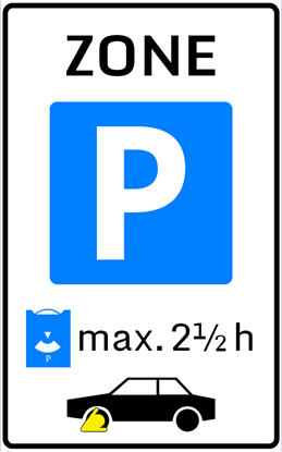 Afbeeldingen van Parkeergelegenheid E10-ZBK Parkeerschijfzone (max. 2½ h) 25x40