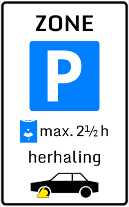 Afbeeldingen van Parkeergelegenheid E10-ZHK Herhaling parkeerschijfzone (max. 2½ h) 25x40