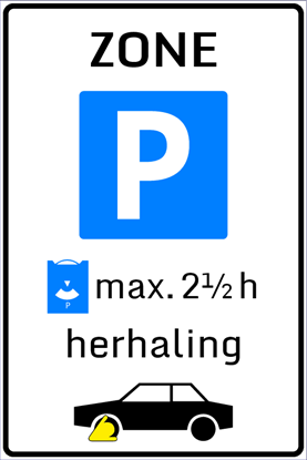 Afbeeldingen van Parkeergelegenheid E10-ZHK Herhaling parkeerschijfzone (max. 2½ h) 40x60