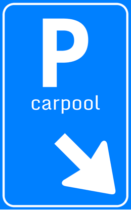 Afbeeldingen van Parkeergelegenheid BW101-RO + SP06 Carpool pijl (rechts) 25x40